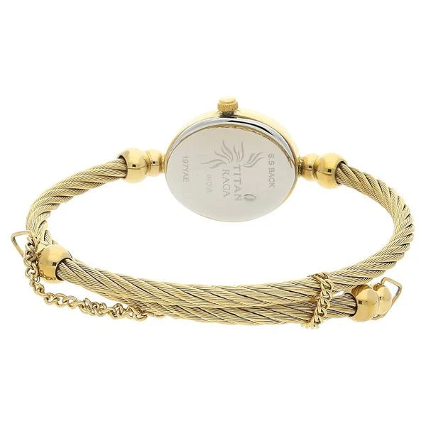Titan Raga Women's Watch Analog White Dial With Gold Stainless Steel Band, 197YM04