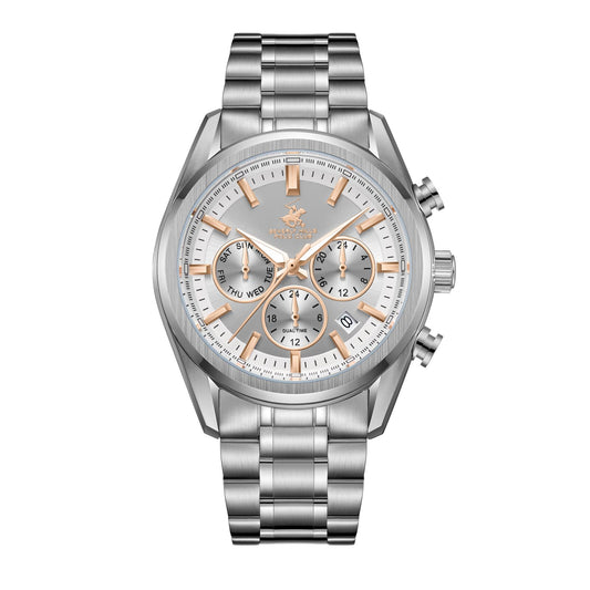 Beverly Hills Polo Club, Men's, Analog Watch, Silver Dial, with Stainless Steel Band, BH-BP3698X.330