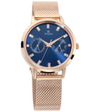 Titan Women's Watch Sparkle Collection Multifunction, Blue Dial Rose Gold Stainless Strap, 2569WM05