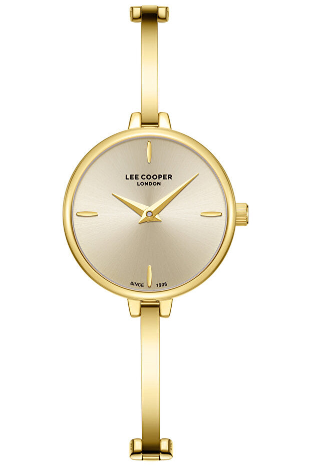 Lee Cooper Women's Analog Watch with Gold Dial and Gold Stainless Steel Band, LC08350.110