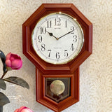 Rhythm Wall Clock, Analog White Dial  Brown Wooden Case Pendulum DÃ©cor Clock, CMJ501FR06