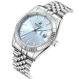 Beverly Hills Polo Club Men's Date Analog Watch with Blue Dial and Silver Stainless Steel Band, BP3018X.302