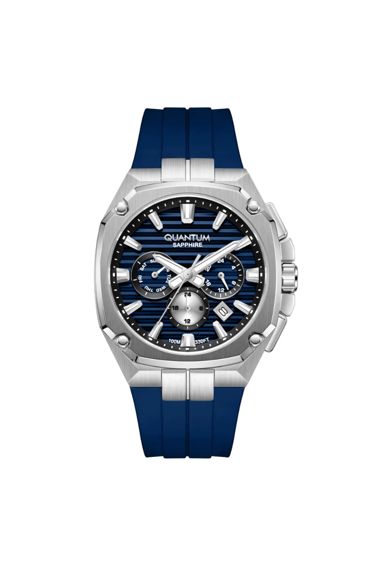 Quantum Men's Chronograph Watch Dark Blue Dial Dark Blue Silicone Band, ADG1278.397