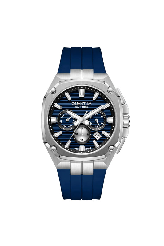 Quantum Men's Chronograph Watch Dark Blue Dial Dark Blue Silicone Band, ADG1278.397
