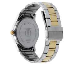 Titan Men's Watch Analog, Silver Dial Silver & Gold Stainless Steel Strap Watch,  1650BM03