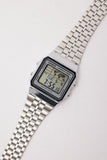 Casio Men's Watch Vintage Collection Digital, Silver Dial Silver Stainless Steel Strap, A500WA-7DF