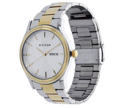 Titan Men's Watch Analog, Silver Dial Silver & Gold Stainless Steel Strap Watch,  1650BM03