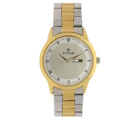 Titan, Men, Analog, Watch, Champagne Dial, Stainless steel Strap, 1584BM02