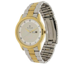 Titan Men's Watch Analog, Champagne Dial Silver & Gold Stainless Steel Strap Watch, 1584BM02