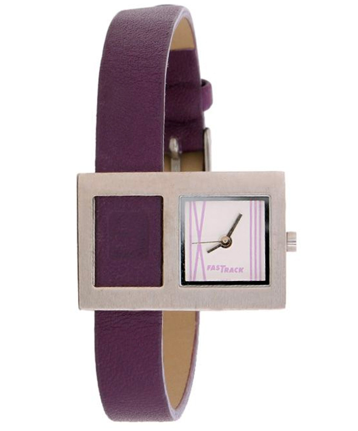 Fastrack Women's Watch Analog, White Dial Purple Leather Strap, 2248SL01