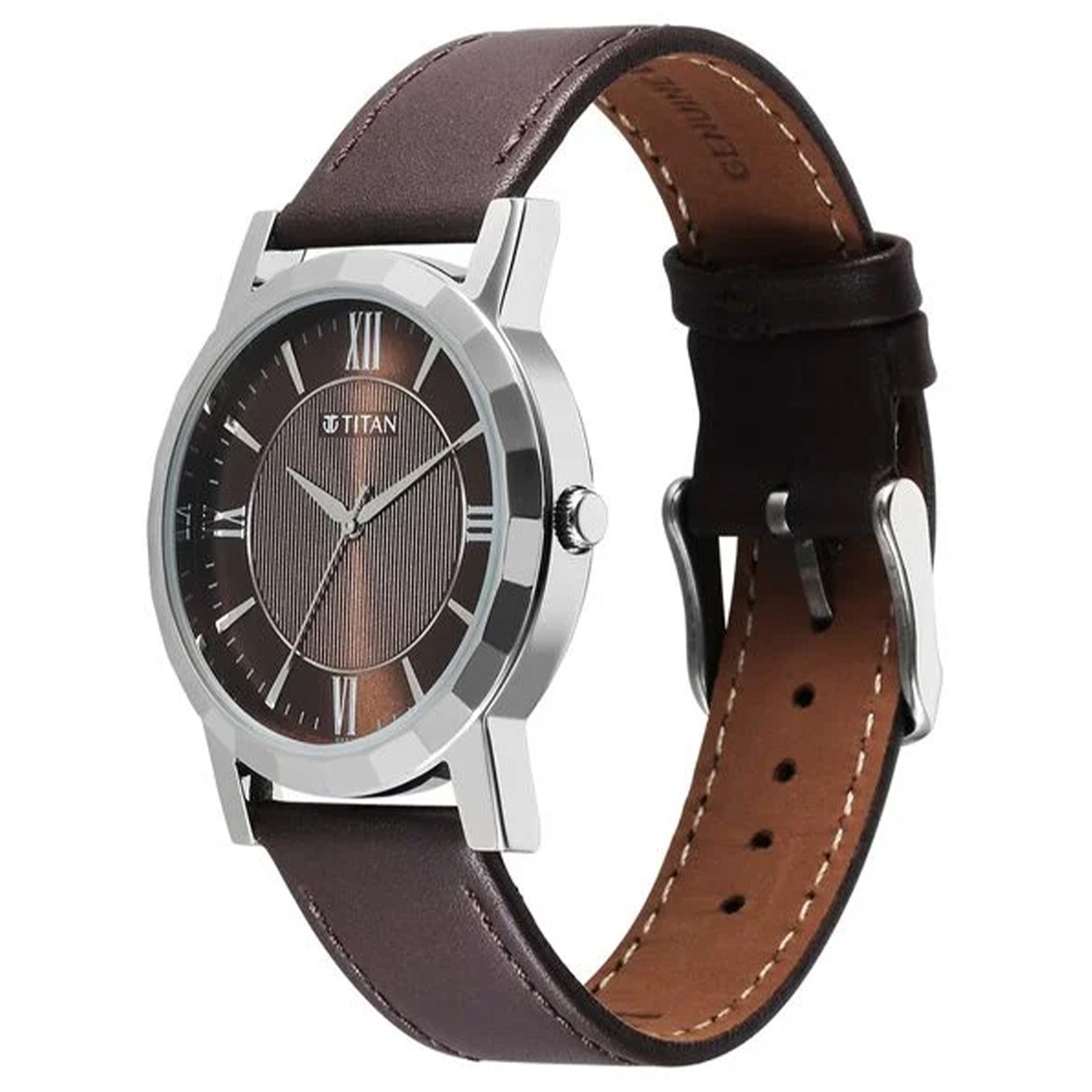 Titan Karishma Zing Men's Watch Analog Brown Dial with Brown Leather Strap, 1644SL01