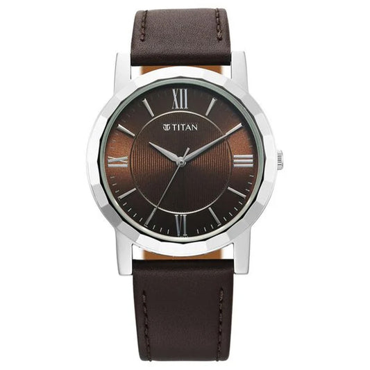 Titan, Men, Analog, Watch, Brown Dial, Leather Strap, 1644SL01