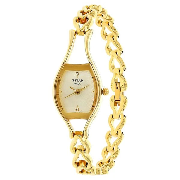 Titan Raga Women's WatchChampagne Dial With Gold Metal Strap,2331YM02