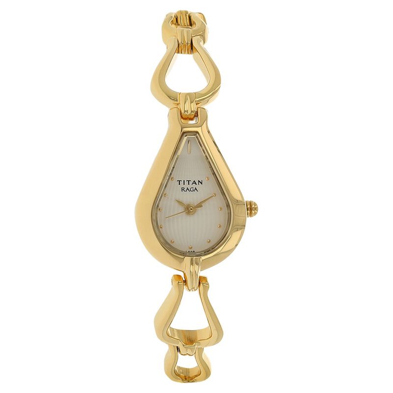 Titan Raga Desire Women's Watch Analog White Dial With Gold Metal Strap, 2333YM01