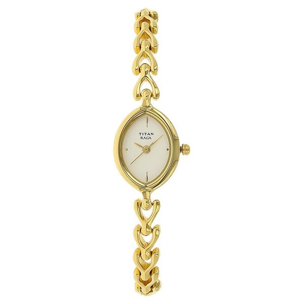 Titan Raga Women's  Watch White Dial With Gold Metal Strap,2370YM01