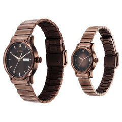 Titan Couple's Watch Analog Brown Dial With Brown Stainless Steel Band, 1580QM01P