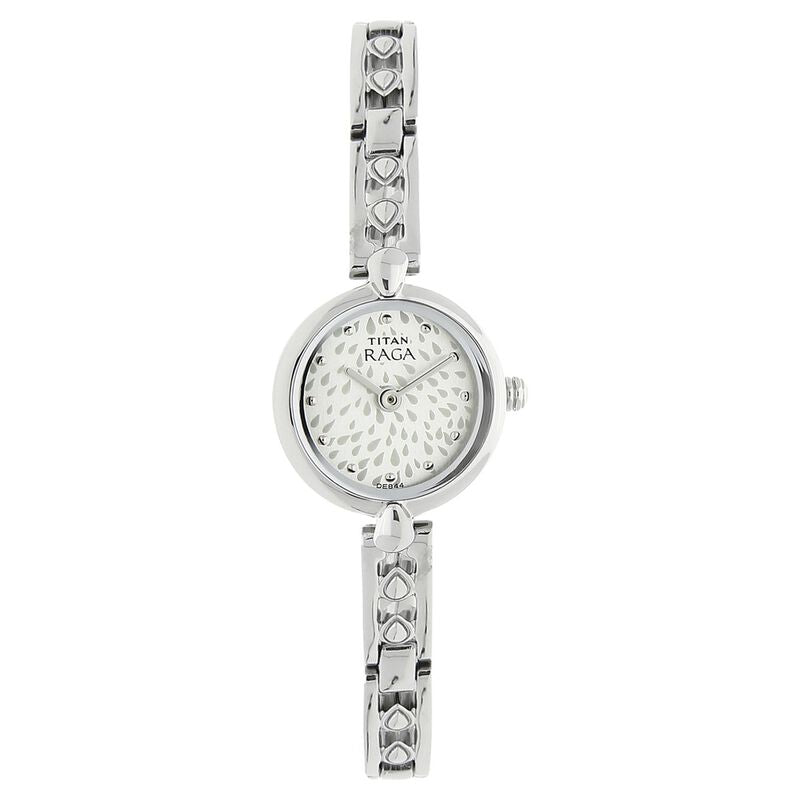 Titan Raga Essentials Women's Watch Analog Silver Dial Silver Metal Band, 2444SM05