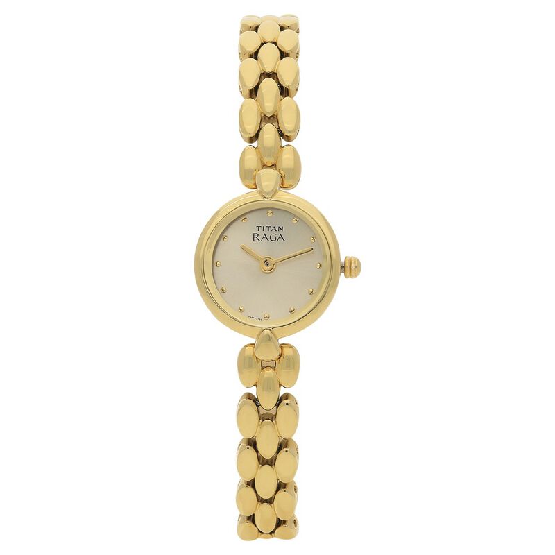 Titan Raga Women's Watch Analog Champagne Dial With Gold Metal Band, 2444YM08