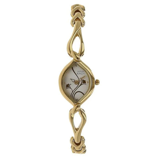 Titan Women's Watch Raga Collection Analog, Silver Dial Gold Stainless Strap, 2455YM01