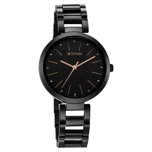 Titan Workwear Men's Watch Analog Black Dial With Black Stainless Steel, 2480NM01