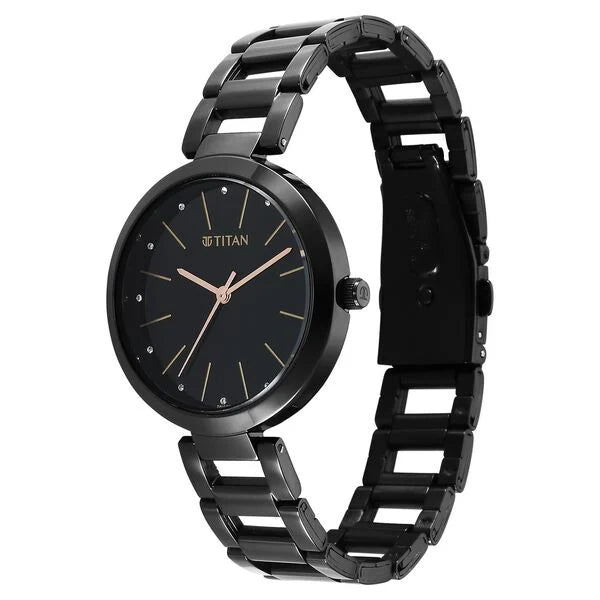Titan Workwear Men's Watch Analog Black Dial With Black Stainless Steel, 2480NM01
