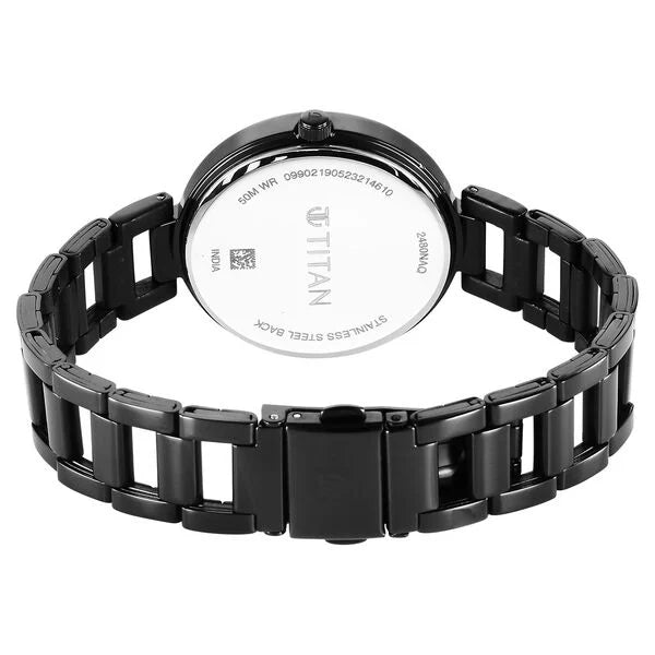 Titan Workwear Men's Watch Analog Black Dial With Black Stainless Steel, 2480NM01
