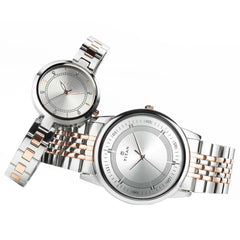 Titan Couple's Watch Classique Collection Analog, Silver & White Dial Silver Stainless Strap, 1773KM01P