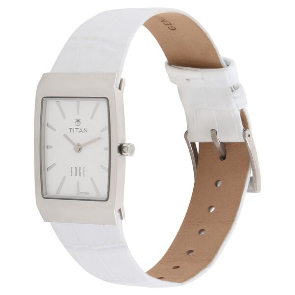 Titan Women' Edge Watch White Dial With White Leather Strap, 2514SL01