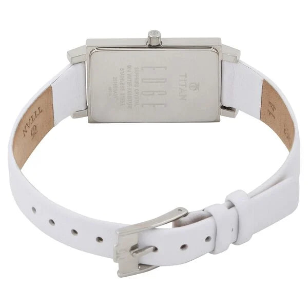 Titan Women's Watch Analog Mother of Pearl Dial With White Leather Strap, 2516SL01