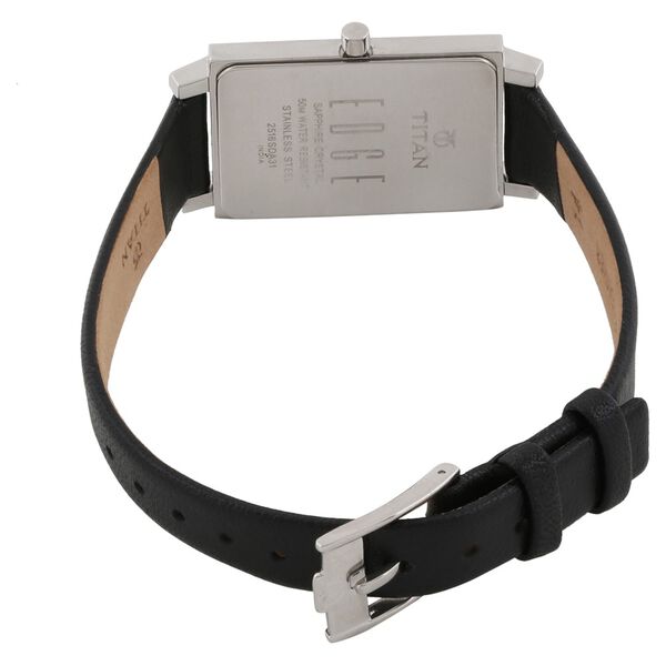 Titan Women's Watch Analog Mother of Pearl Dial With Black Leather Strap, 2516WL01