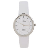 Titan Women's Edge Watch Analog White Dial With White Leather Strap, 2517SL01