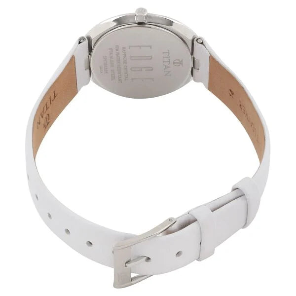 Titan Women's Edge Watch Analog White Dial With White Leather Strap, 2517SL01