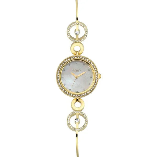 Titan Raga Women's Watch Analog Mother of Pearl Dial with Gold Stainless Steel Band, 2539YM02