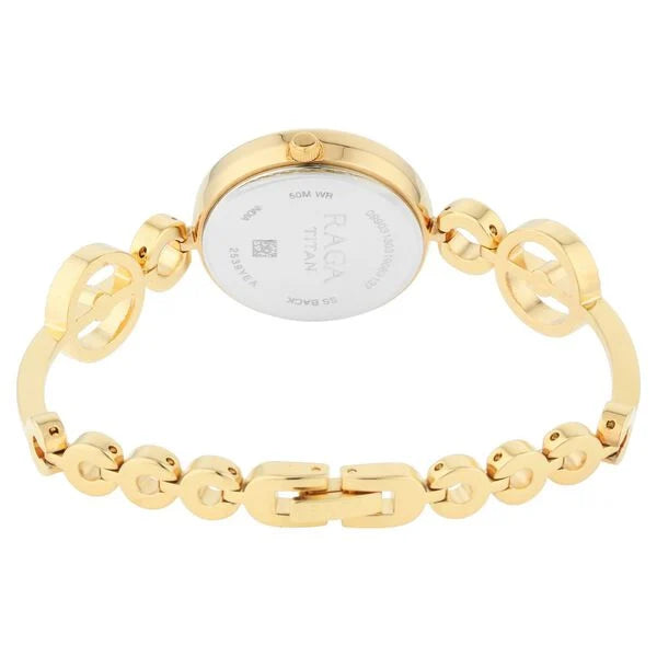 Titan Raga Women's Watch Analog Mother of Pearl Dial with Gold Stainless Steel Band, 2539YM02