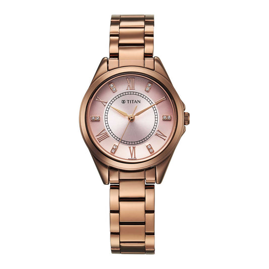 Titan, Women, Analog, Watch, Pink Dial, Stainless steel Strap, 2565QM01