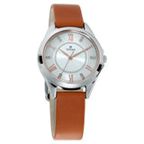 Titan Women's Watch Sparkle Collection Analog, Silver Dial Orange Leather Strap, 2565SL01