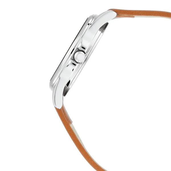 Titan Women's Watch Sparkle Collection Analog, Silver Dial Orange Leather Strap, 2565SL01