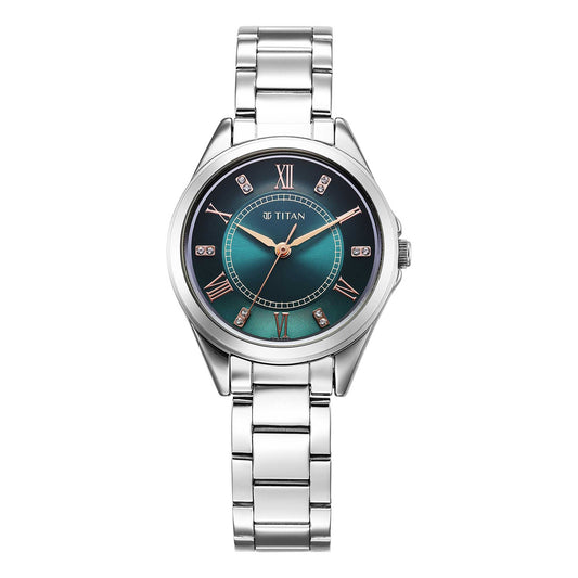 Titan, Women, Analog, Watch, Green Dial, Stainless steel Strap, 2565SM04