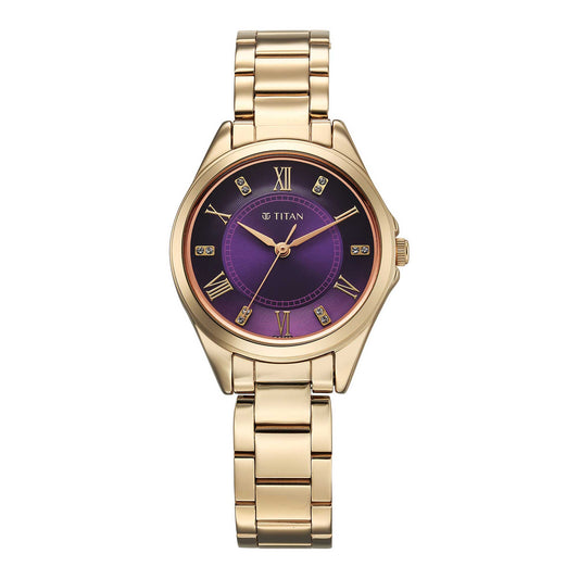 Titan, Women, Analog, Watch, Purple Dial, Stainless steel Strap, 2565WM06