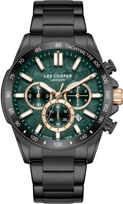 Lee Cooper Men's  Multifunction Watch Dark Green Dial With Gun Metal Band,LC08240.070