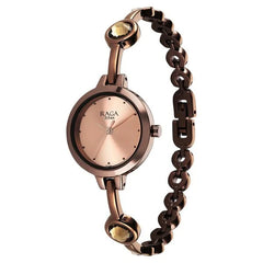 Titan Raga Viva Women's Watch Analog Rose Gold Dial With Brown Stainless Steel  Band , 2576QM01