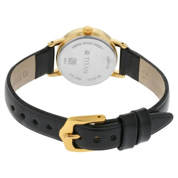 Titan Raga Women's Watch Black Dial with Black Leather Strap, 2593YL03