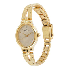 Titan  Women's Watch Raga Collection Analog, Champagne Dial Gold Stainless Strap, 2594YM01