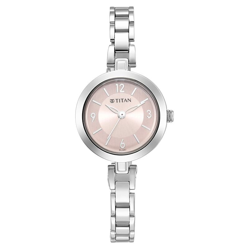 Titan Lagan Women's Watch Analog Pink Dial With Metal Strap 2598SM06