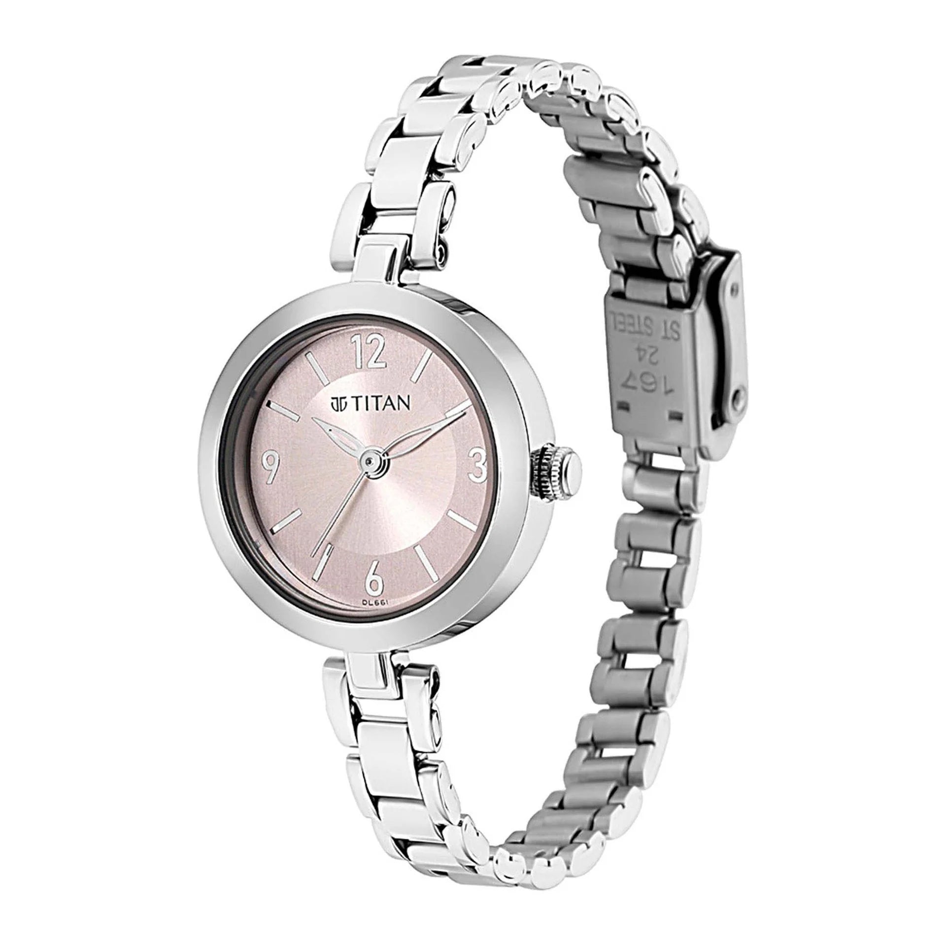 Titan Lagan Women's Watch Analog Pink Dial With Stainless Steel  Strap 2598SM06