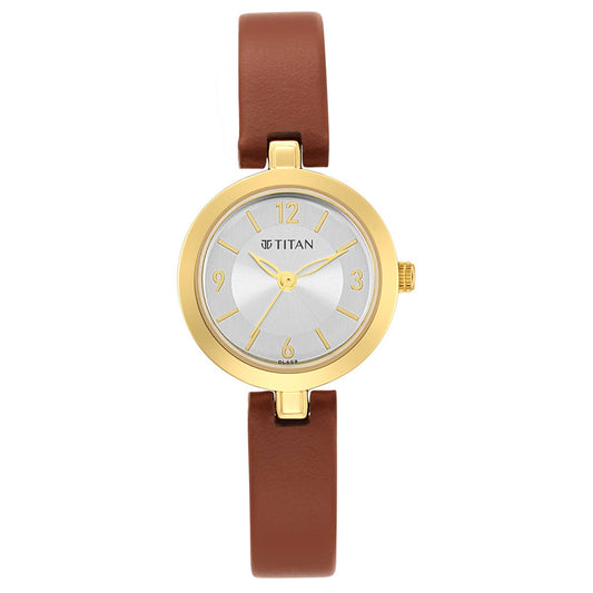 Titan, Women, Analog, Watch, Silver Dial, Leather Strap, 2598YL03