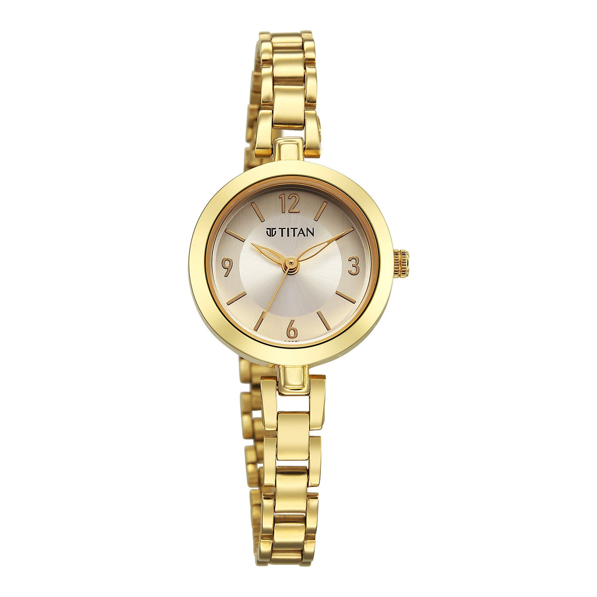 Titan Women's Watch Analog Beige Dial with Gold Stainless Steel Band, 2598YM05