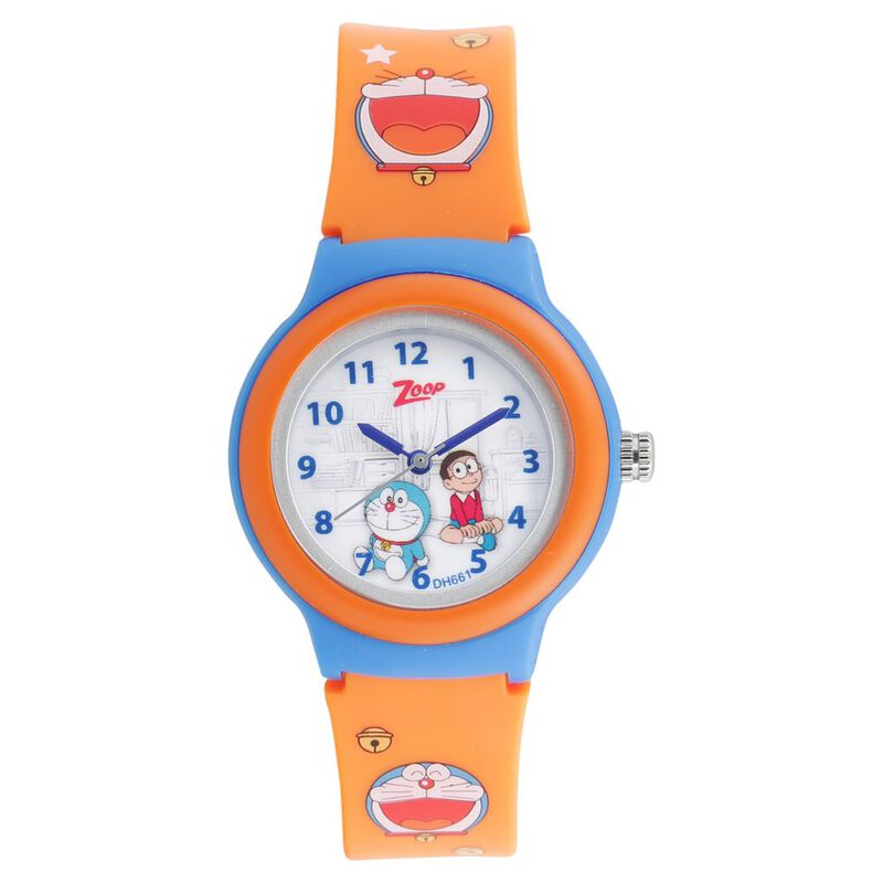 Zoop By Titan Kid's Doraemon Watch Analog White Dial With Orange PU Strap, 26013PP04