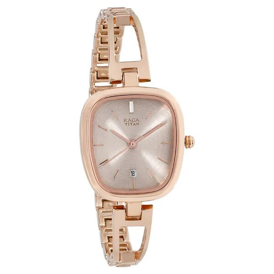 Titan Raga Viva Grey Dial Analog Women's Watch, Grey Dial Rose Gold Stainless Steel  Strap, 2604WM01