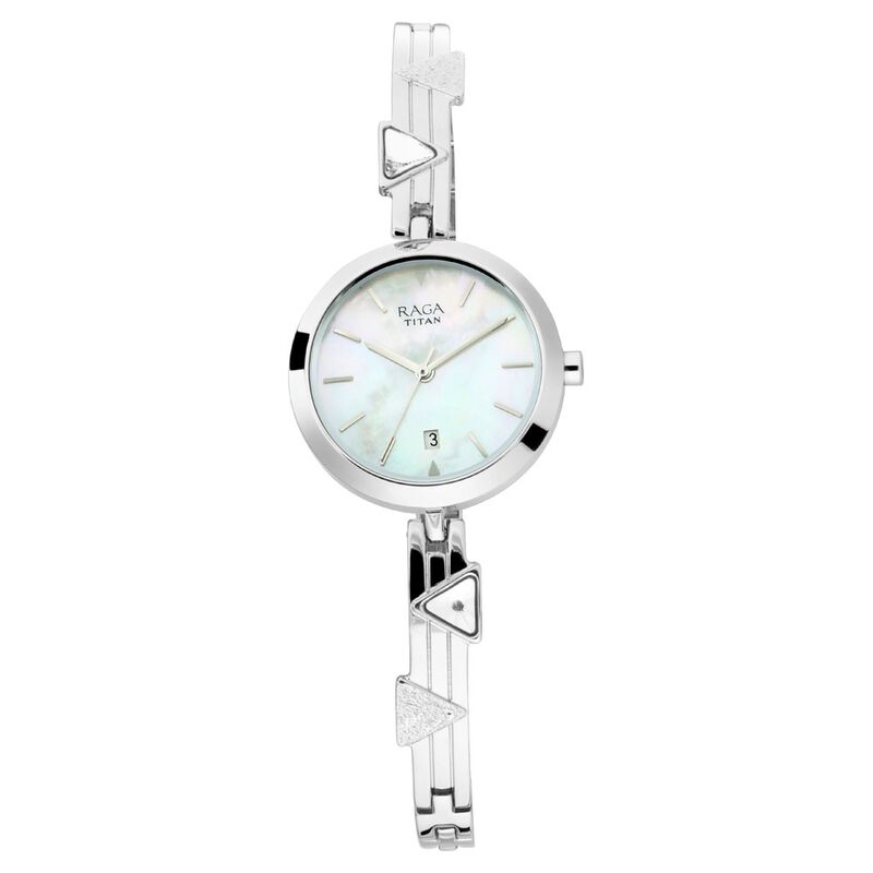 Titan Raga Viva Women's Watch Analog Mother of Pearl Dial With Silver Metal Band, 2606SM03